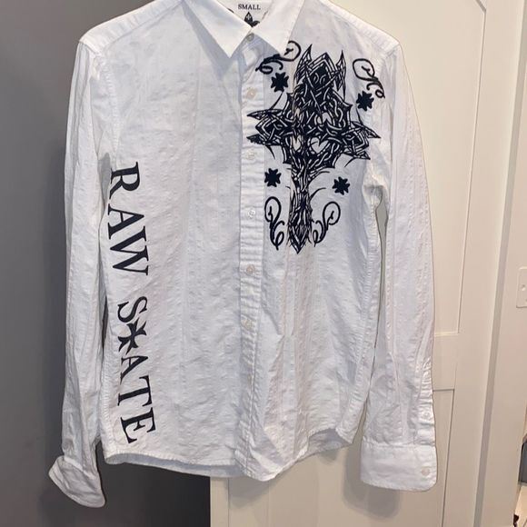 Raw State Other - Raw State by affliction Men's White Long Sleeve Button Down Shirt small
